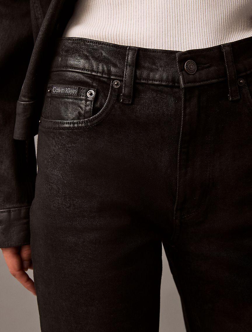 Coated High Rise Straight Fit Jeans Product Image