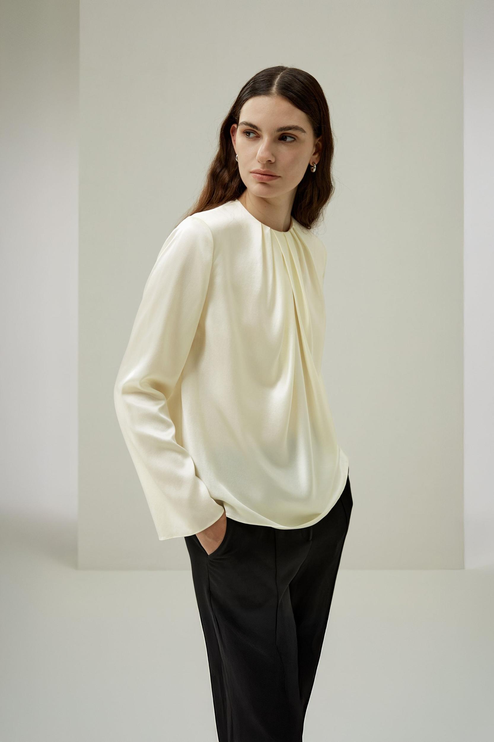 LILYSILK Silk Tops - for Women - Navy Blue 100% Natural Pure Silk - Comfort and Style Long Sleeves Shirts XL Product Image