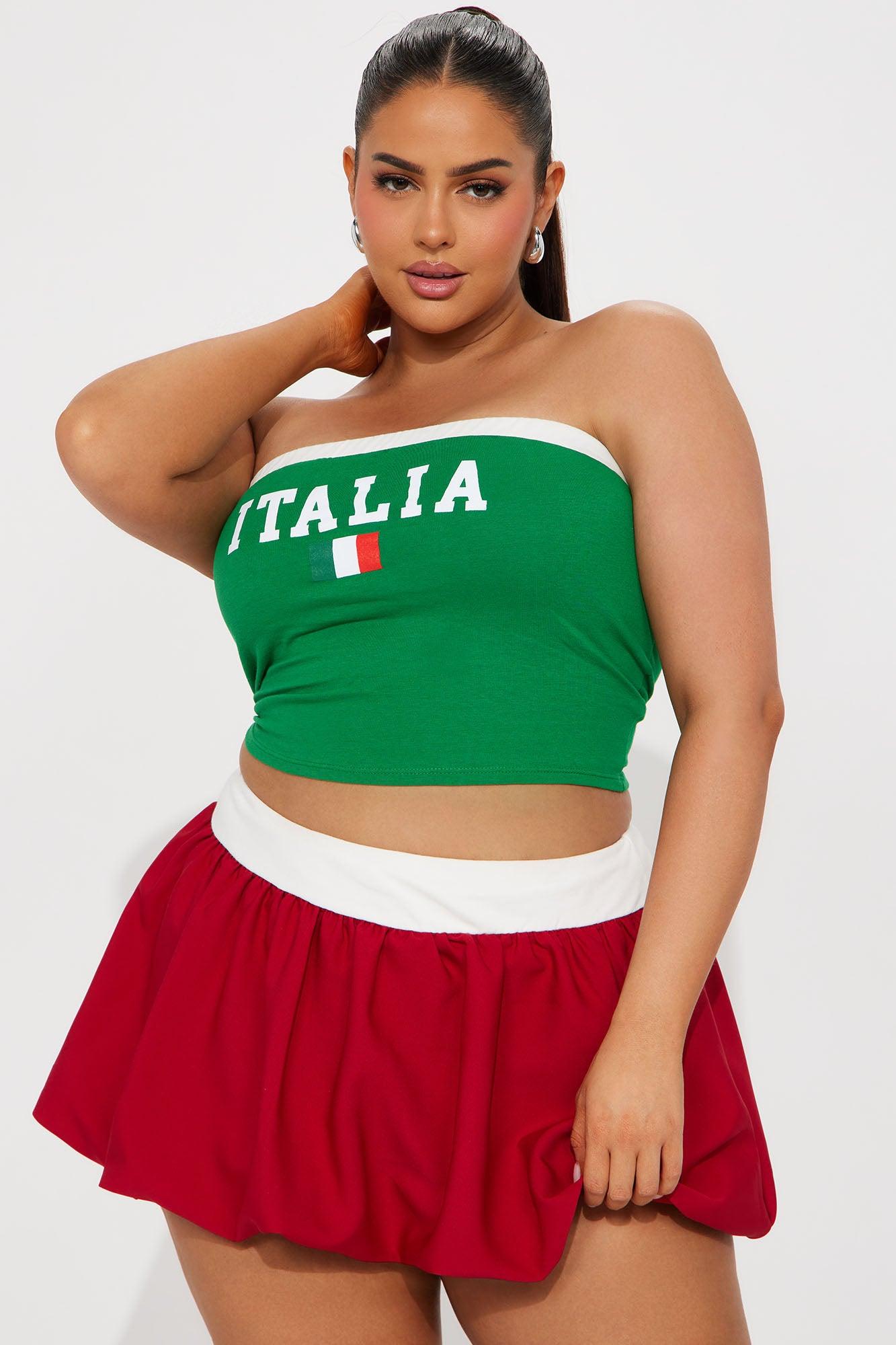 Little Miss Italia Bubble Skirt Set - Green/combo Product Image