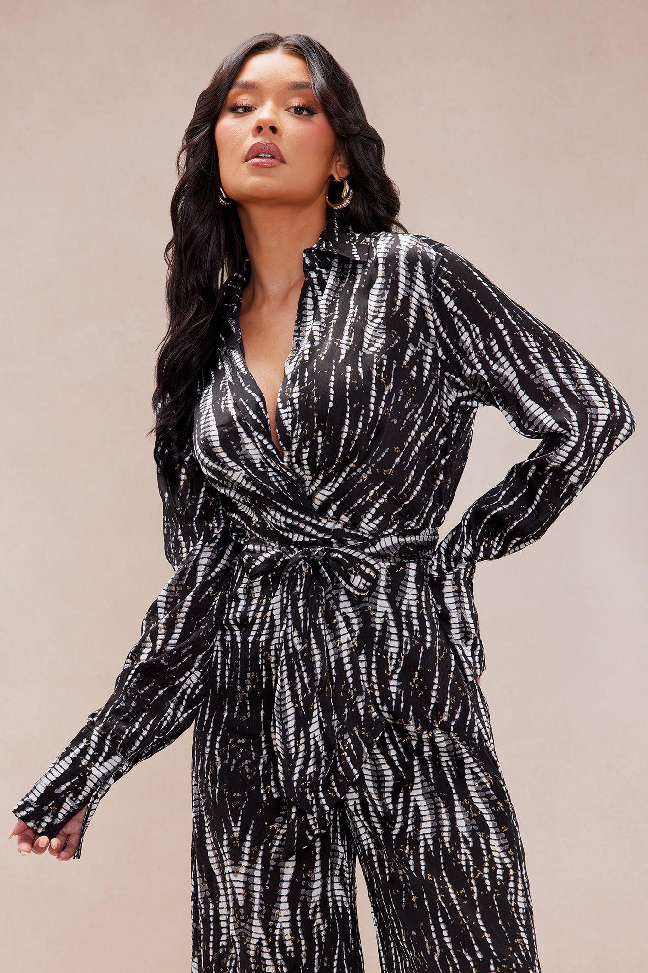 Sharlene Wide Leg Jumpsuit - Black/combo Product Image