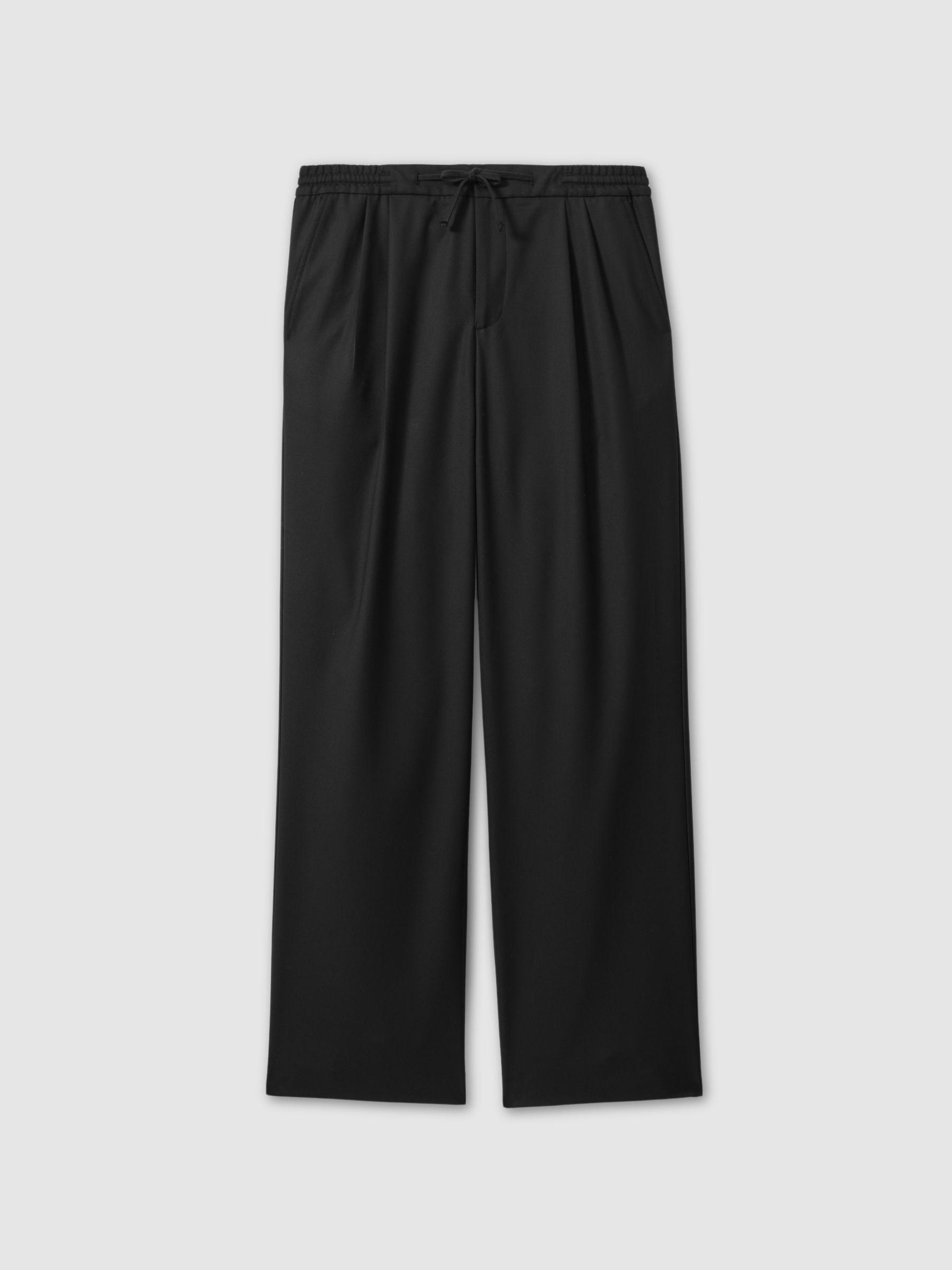Relaxed Twill Drawstring Trousers in Black Product Image