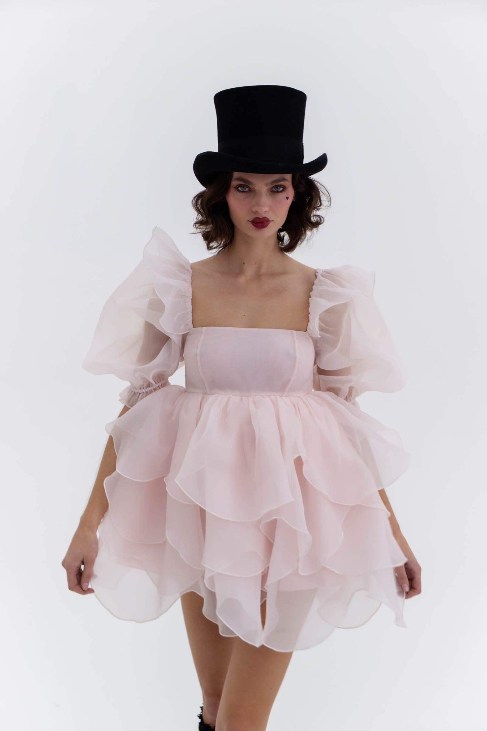 The Peach Skin Rose Petal Puff Dress Product Image
