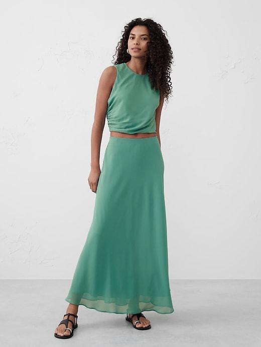 High-Neck Shirred Cropped Top Product Image