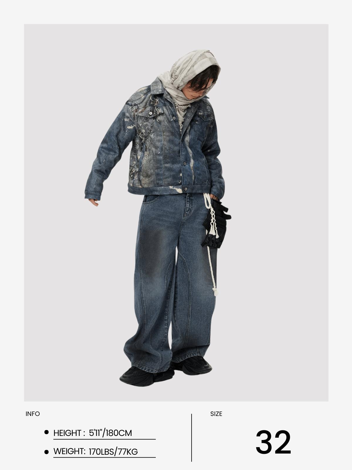 Aelfric Eden Baggy Distressed Washed Jeans Product Image