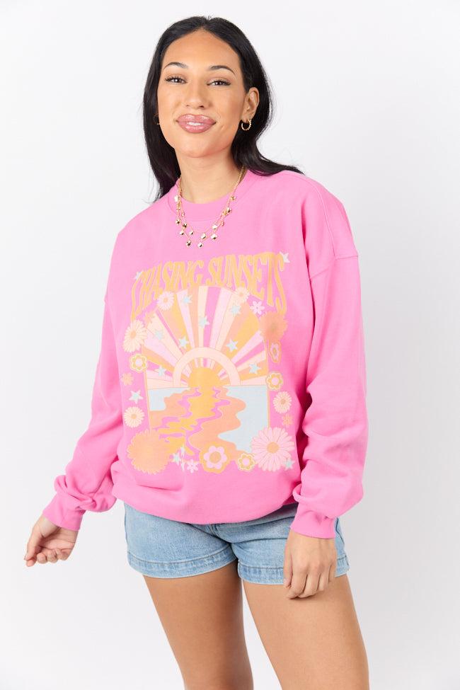 Chasing Sunsets Pink Graphic Sweatshirt Product Image