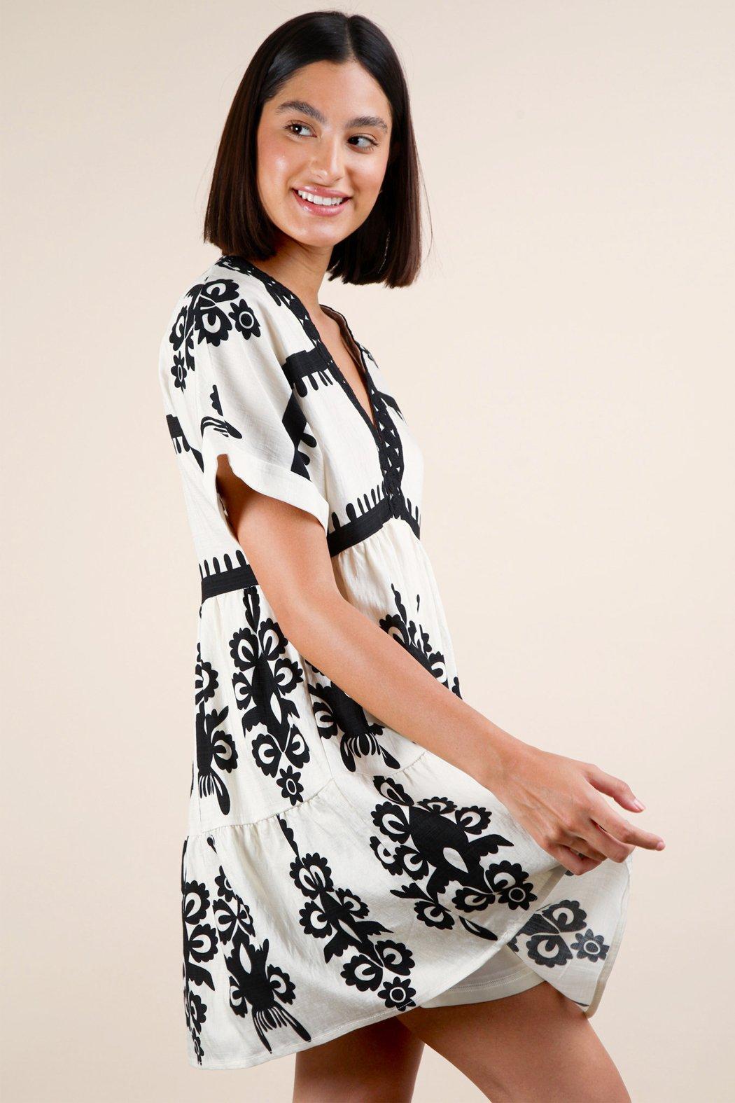 Maeve V-Neck Mini Dress Product Image