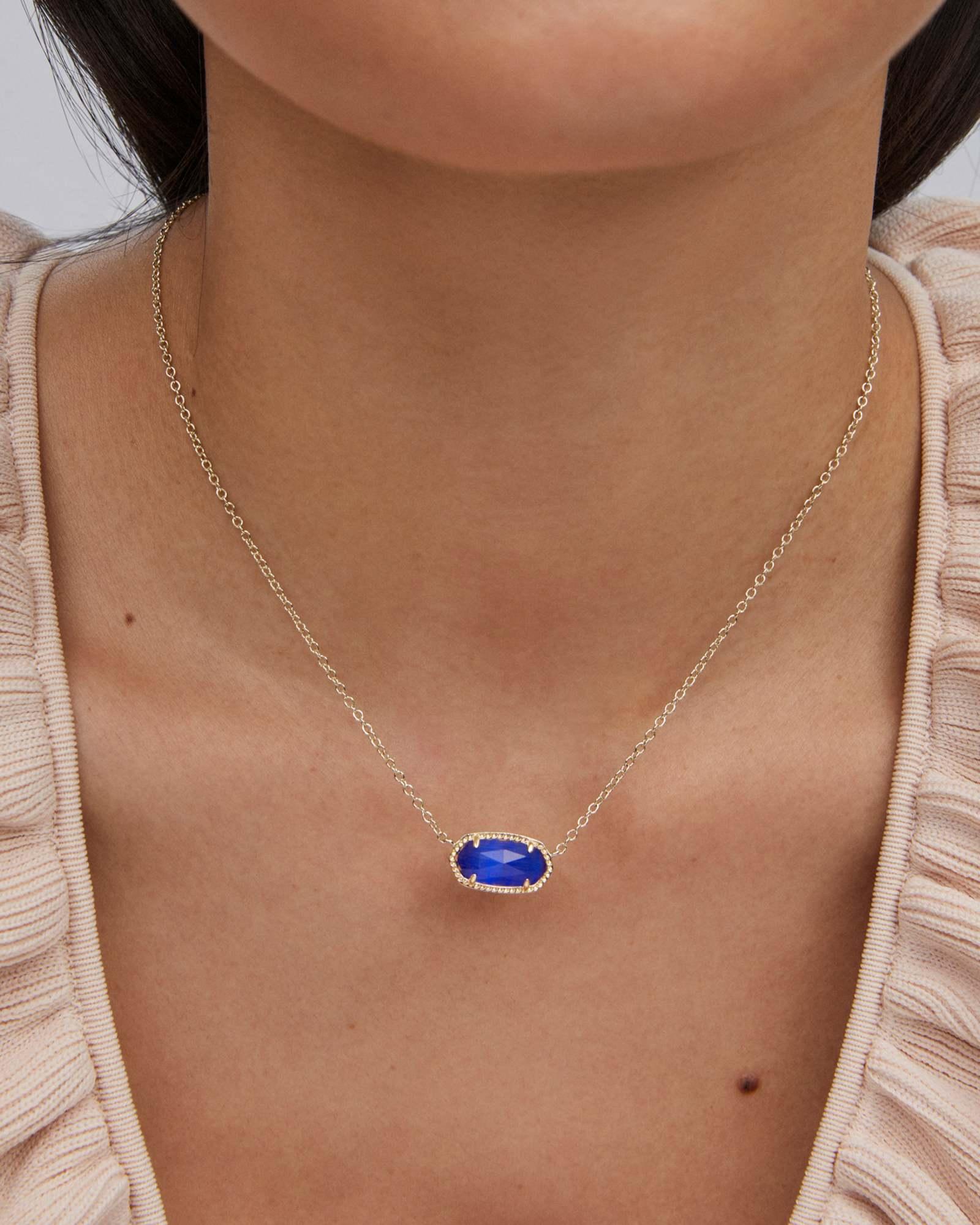 Elisa Gold Pendant Necklace in Cobalt Cat's Eye Product Image
