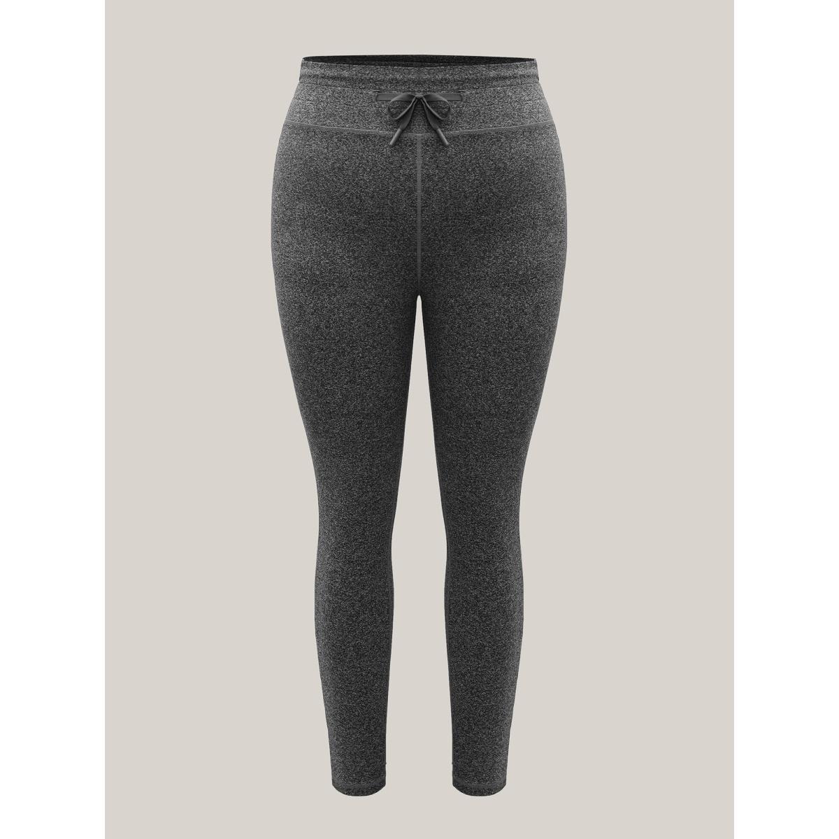 Plus Size Adjustable Waist Tie Stretchy Leggings Women DarkGray Medium stretch Skinny Mid Rise Everyday-Casual Leggings BloomChic 26/4X Product Image