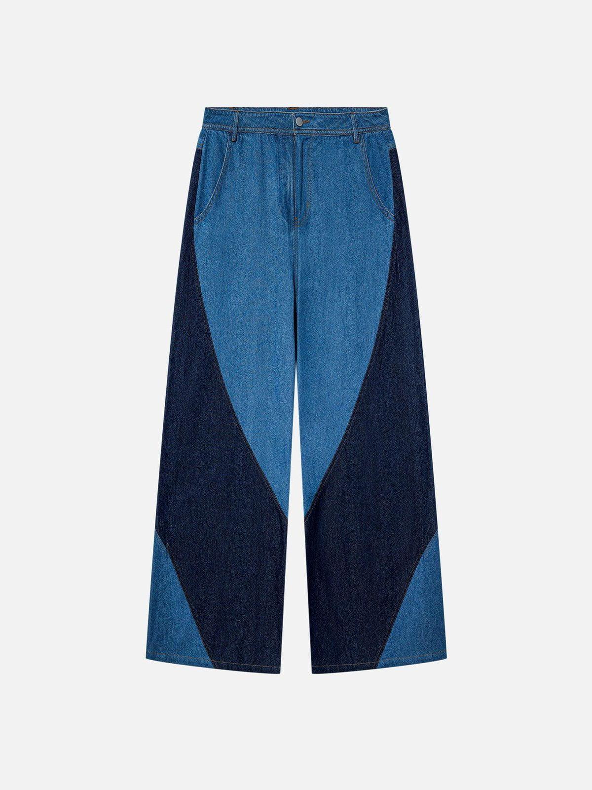 Aelfric Eden Color Block Patchwork Baggy Jeans Product Image