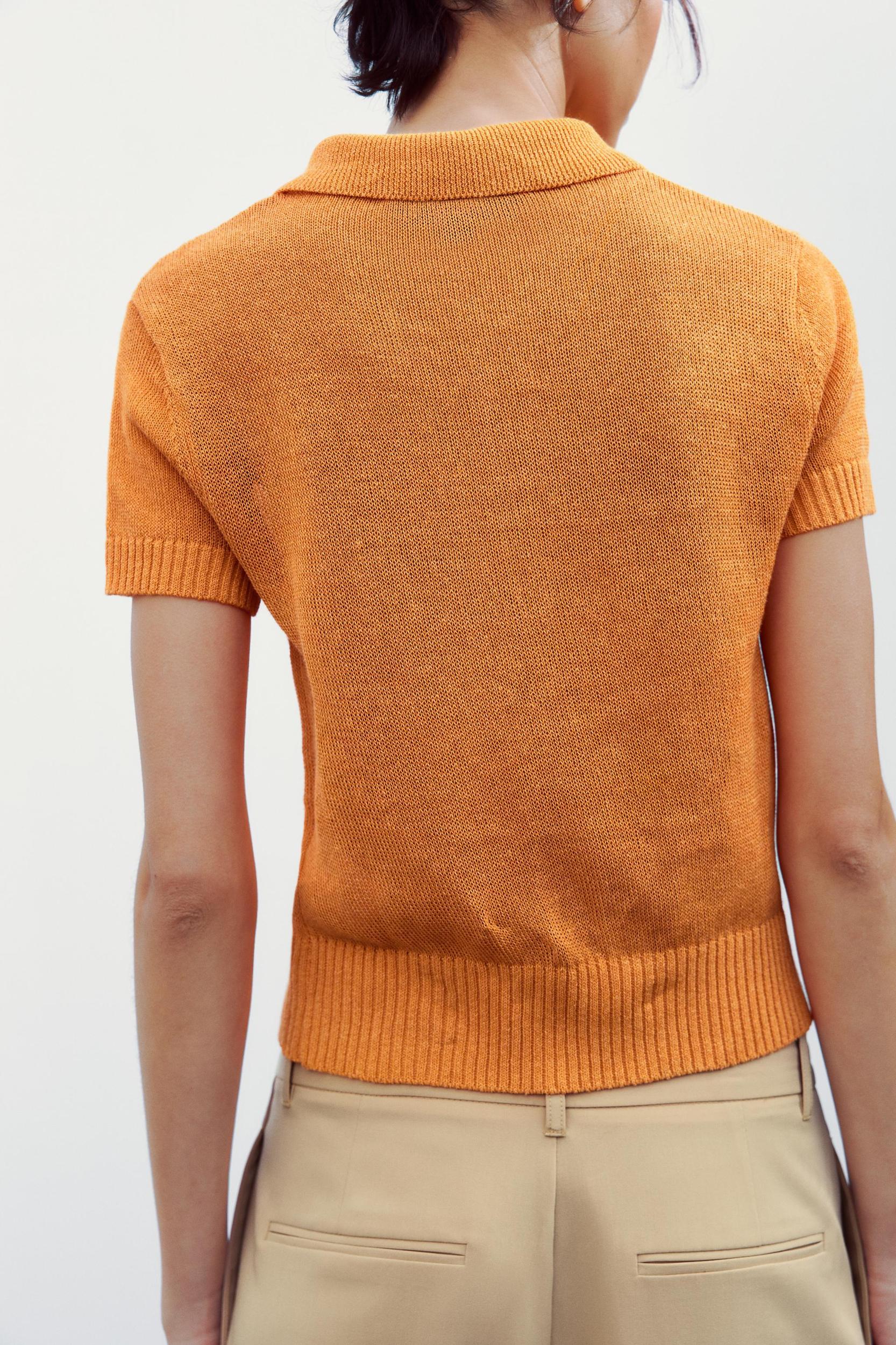 BASIC KNIT POLO TOP Product Image