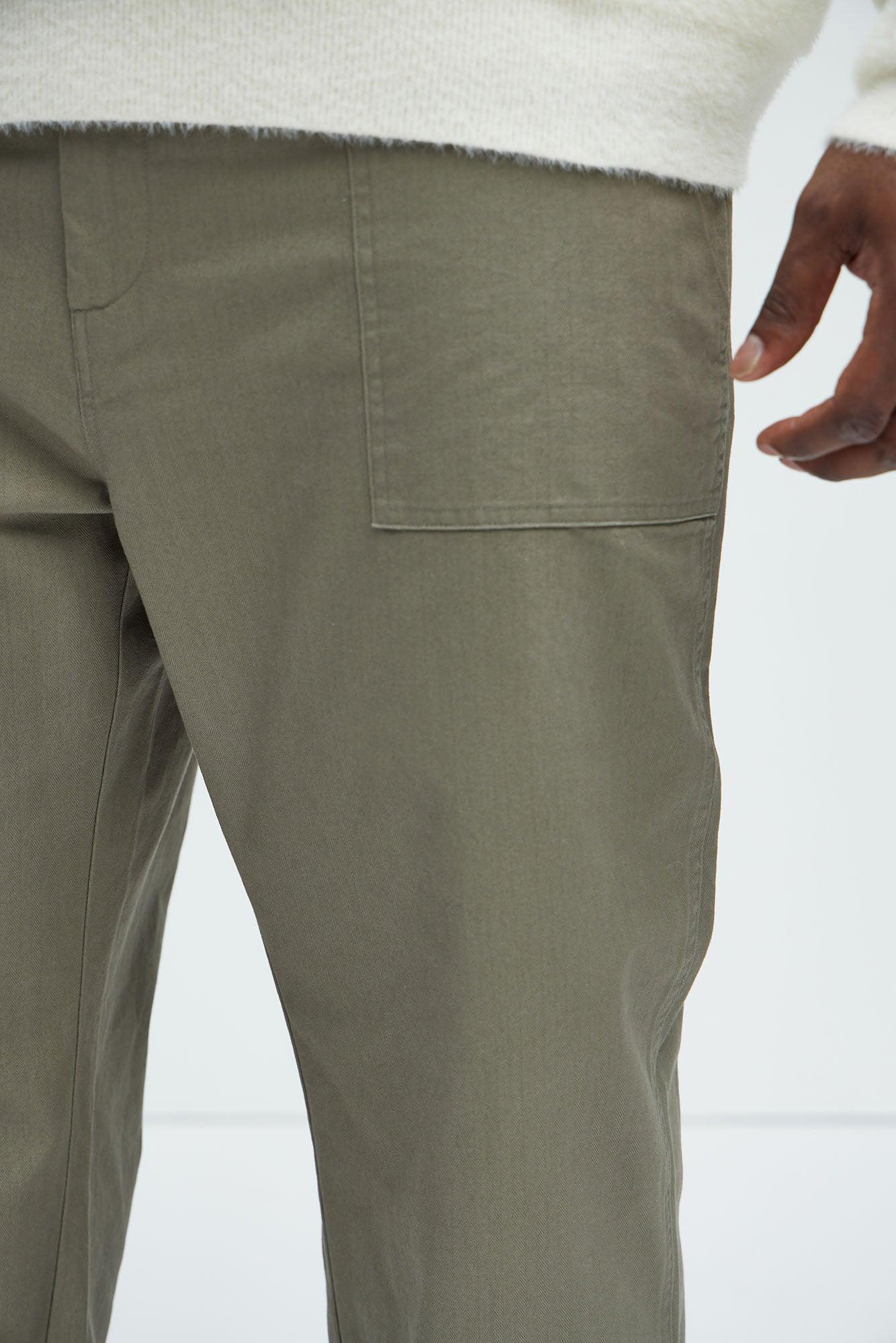 Berry Fatigue Straight Pants - Olive Product Image