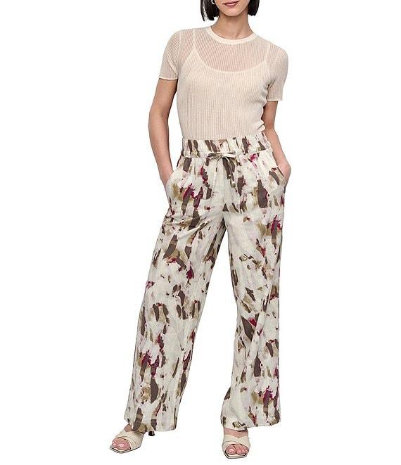 DKNY by Donna Karan Printed Linen Blend Pull On Pants Product Image