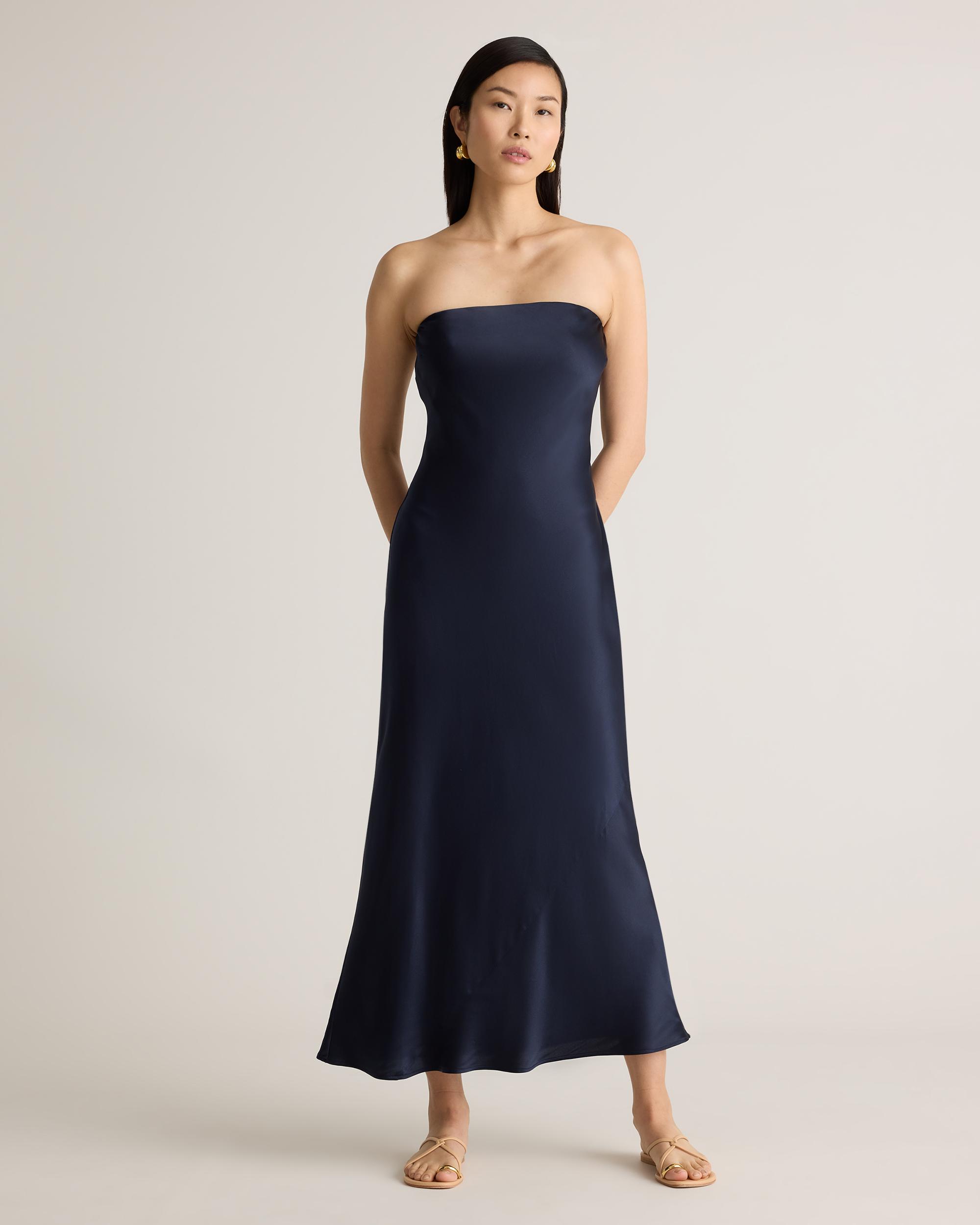 Quince | Women's Strapless Midi Dress Mulberry Silk Product Image