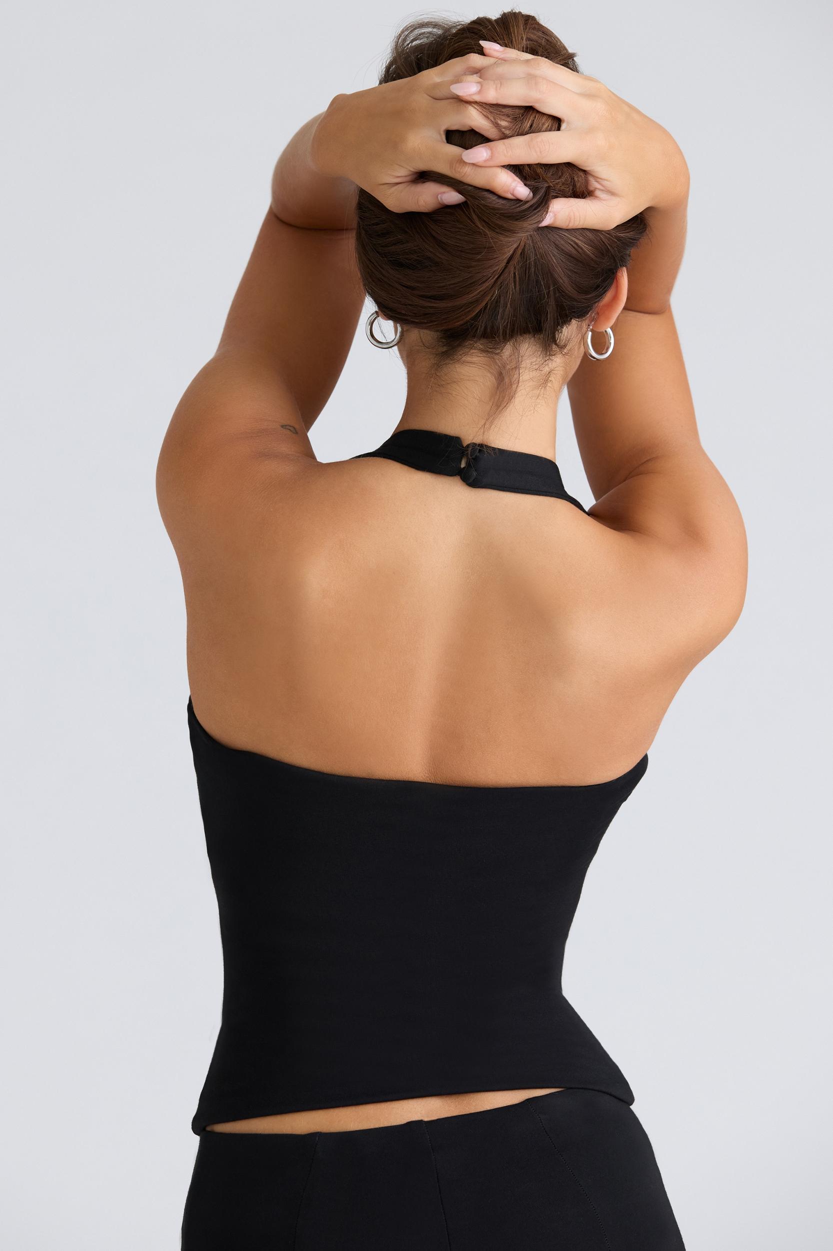 The Peekaboo  black halter neck corset top Product Image