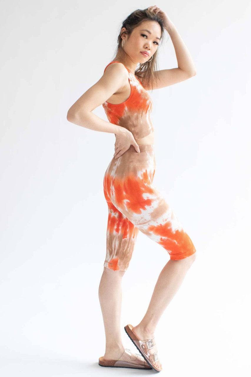 Sunburned Tie Dye Ribbed Seamless Bike Shorts Product Image