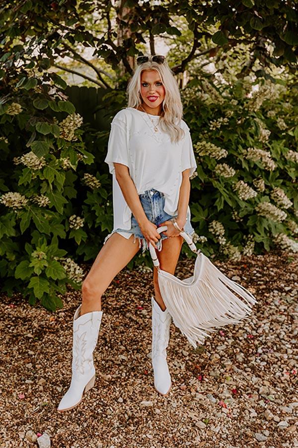 Poised Romance Embellished Top In White Product Image