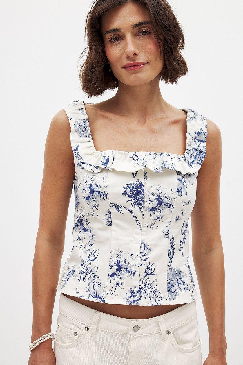 Square Neck Ruffle Corset Top Product Image