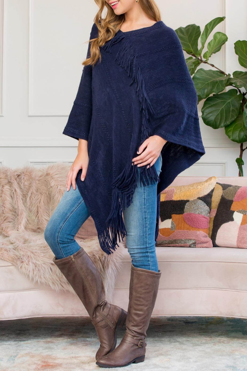 Asymmetric Fringe Poncho Product Image