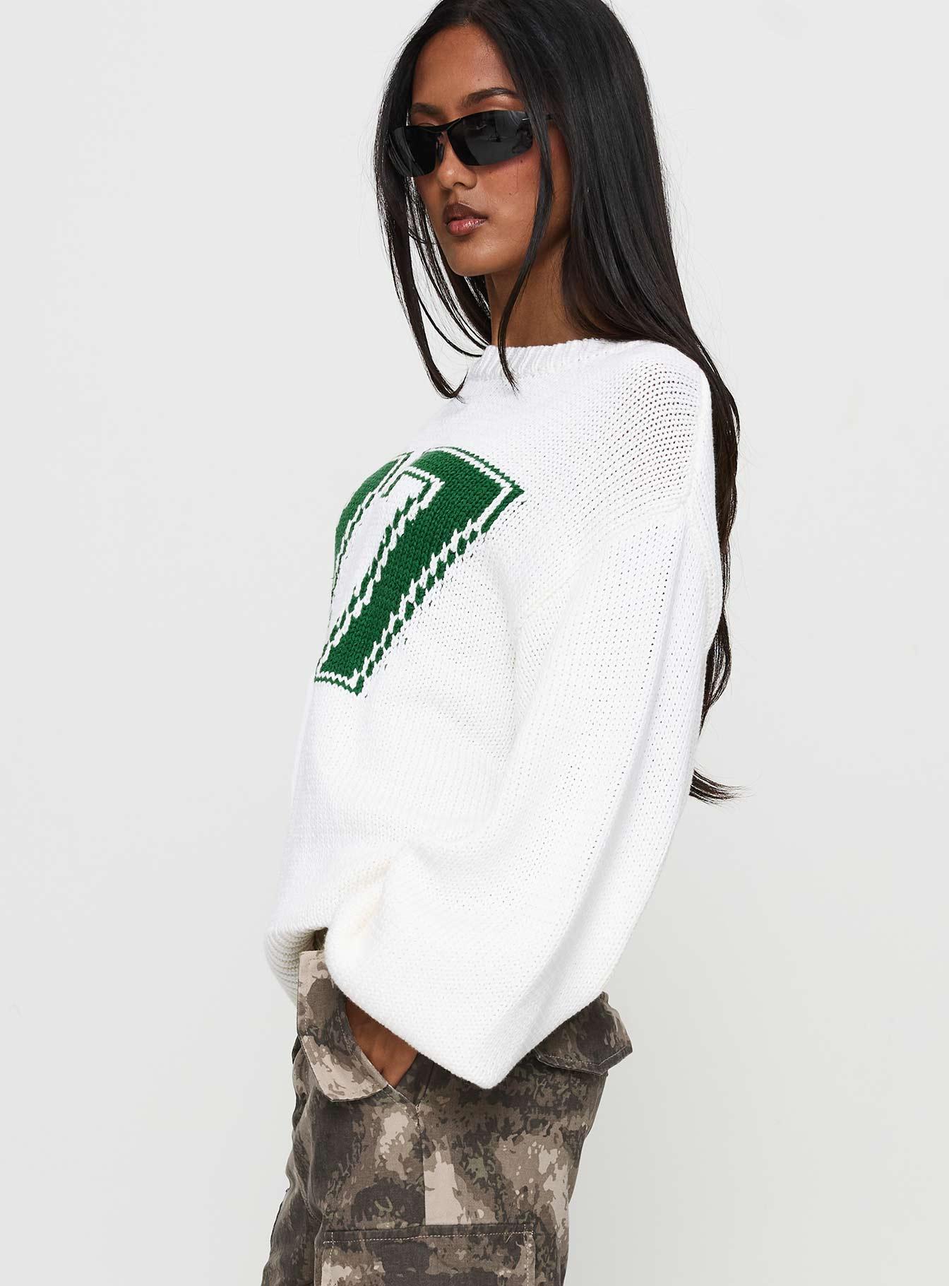 Summer 77 Knit Sweater White / Green Product Image