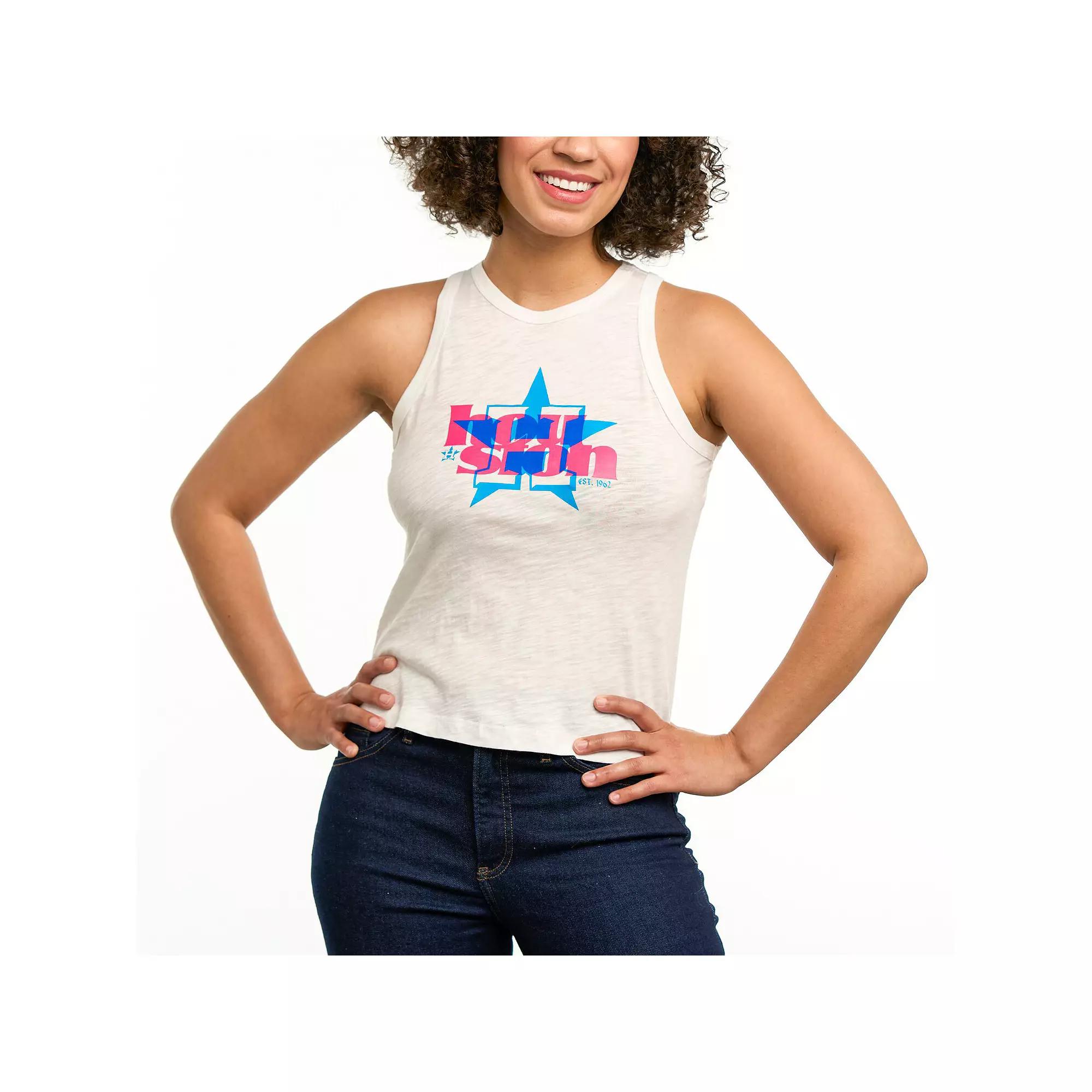 Women's Lusso White Houston Astros Lourdes Tank Top, Size: Large Product Image
