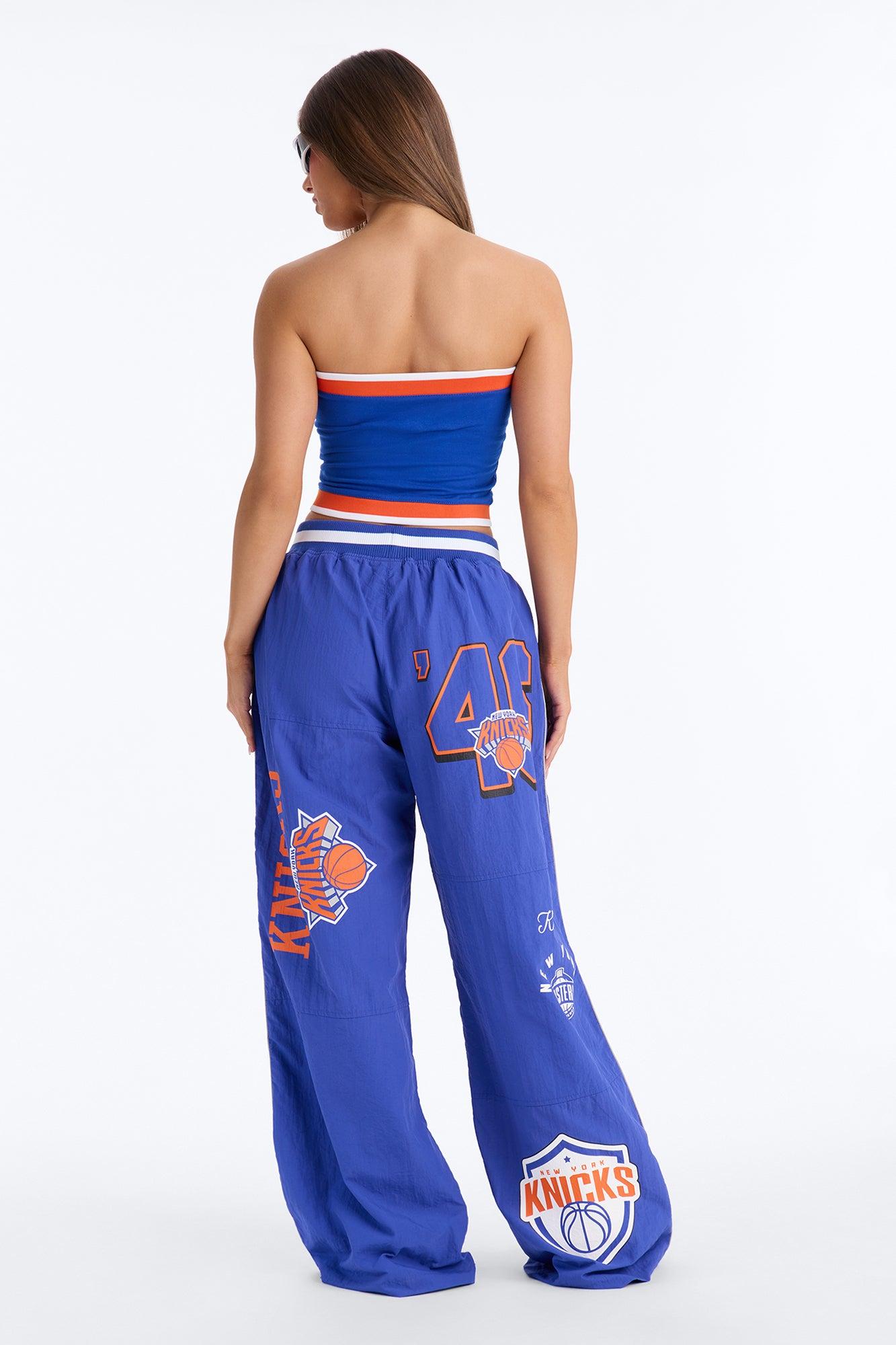 NBA New York Knicks Patchwork Cargo Wide Leg Pant - Royal Female Product Image