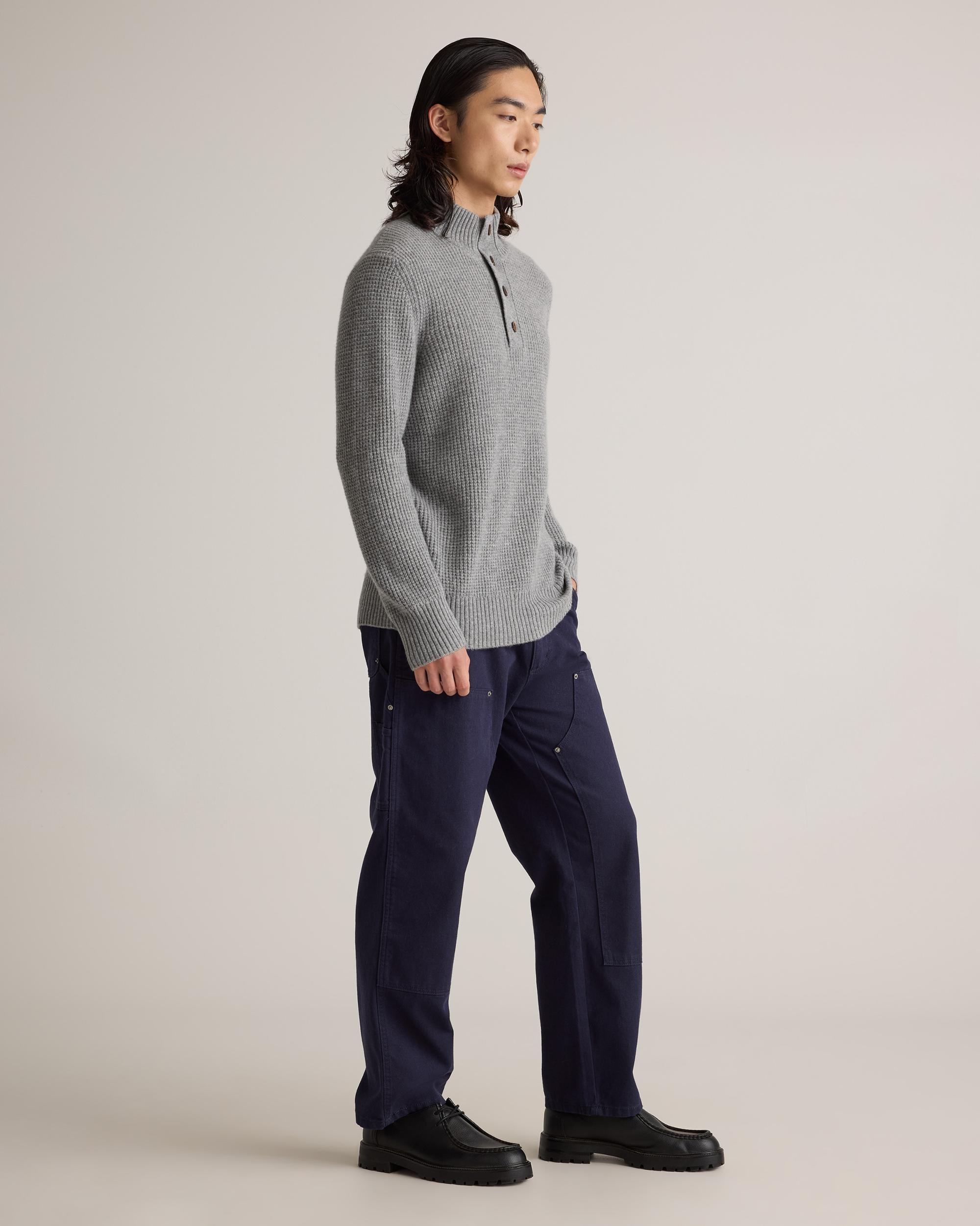 Quince | Men's Mongolian Cashmere Waffle Quarter Button Sweater Product Image