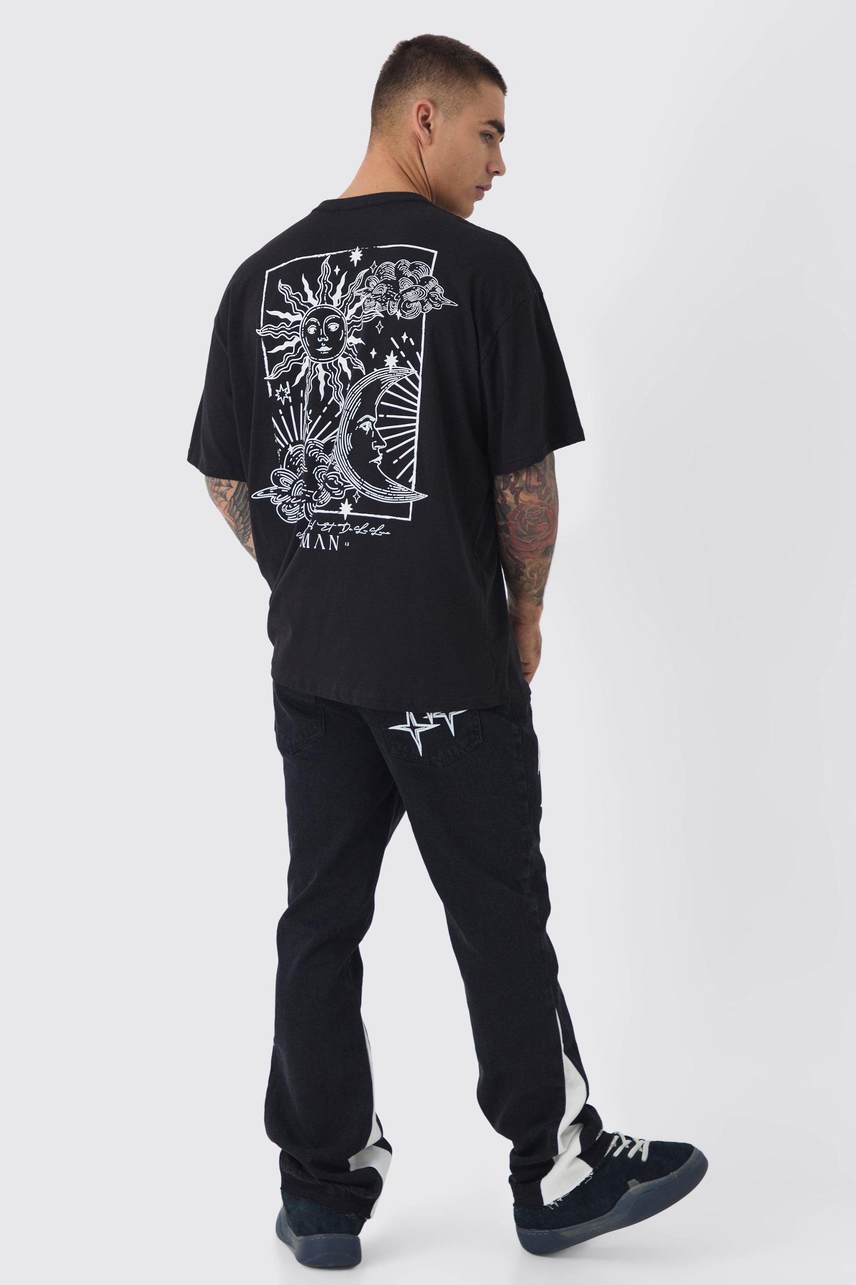 Oversized Line Drawing Print T-Shirt | boohooMAN USA Product Image