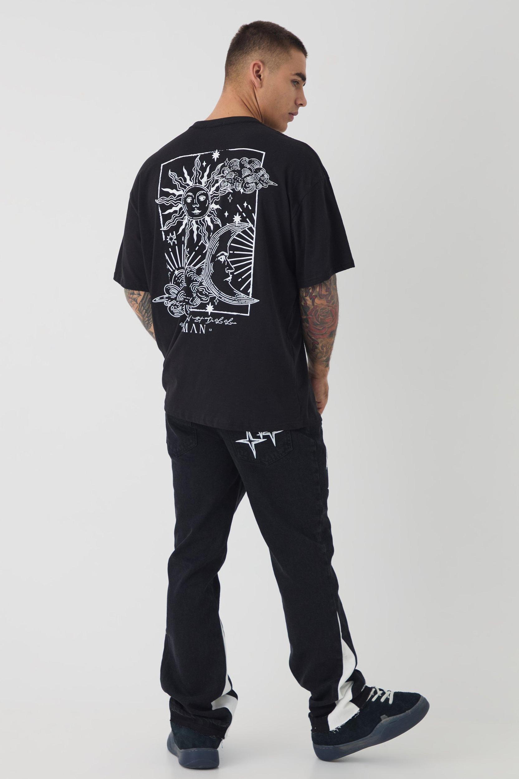 Slim Flared Crotch Applique Gusset Detail Jeans | boohooMAN USA Product Image