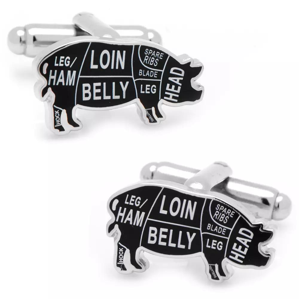 Men's Cuff Links, Inc. Pork Butcher Cut Cuff Links, Black Product Image