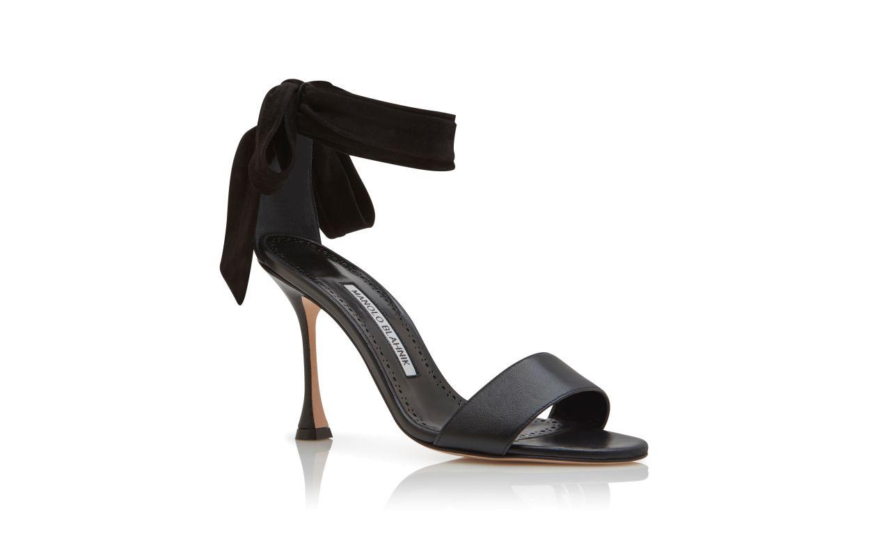 CHASTANA Black Nappa Leather Bow Detail Sandals Product Image