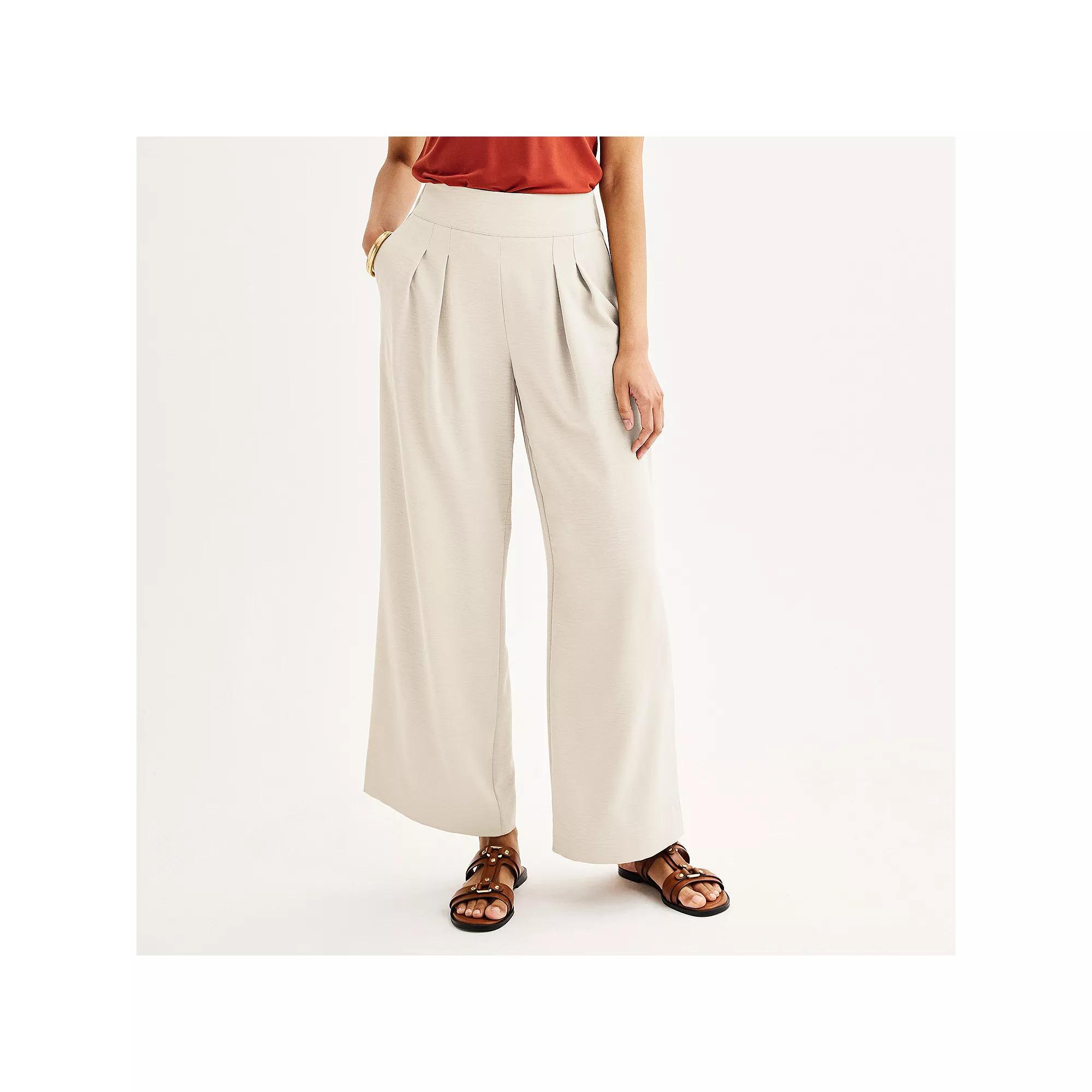 Women's Nine West Pull-On Wide Leg Pants, Size: Medium, White Product Image
