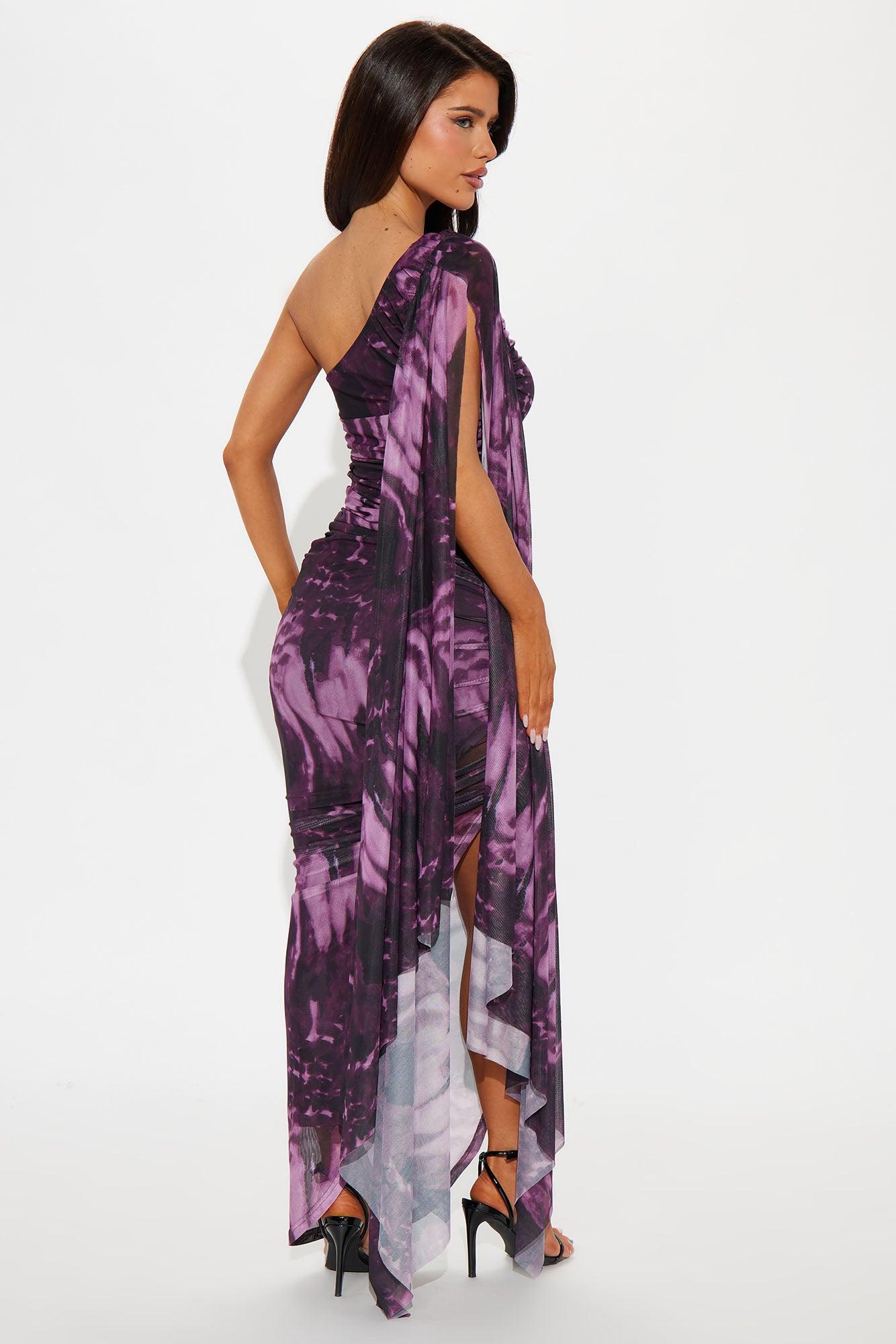 Gemma Mesh Maxi Dress - Plum Product Image