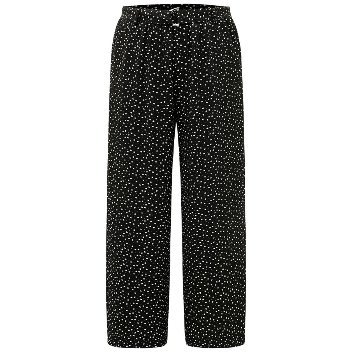 Plus Size Polka Dot Belted Metal Detail Pants Women Black Casual Wide Leg High Rise Dailywear Pants BloomChic 18-20/2X Product Image