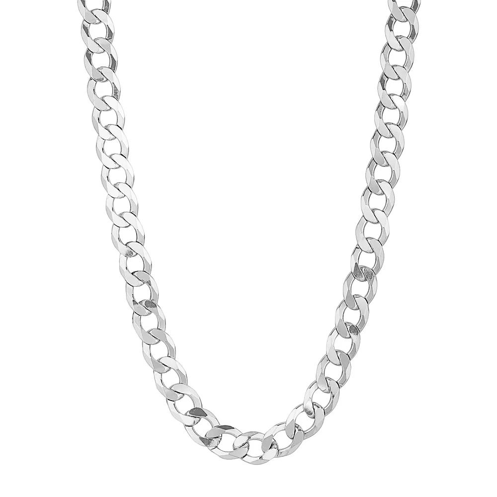 Sterling Silver Curb Chain Necklace -22-in. - Men, Men's, Size: 22", Rhodium Product Image