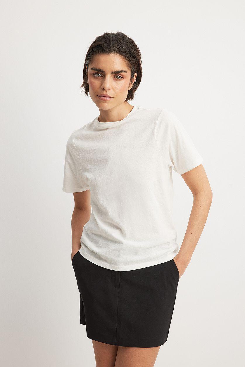 Linen Blend Round Neck T-shirt Product Image