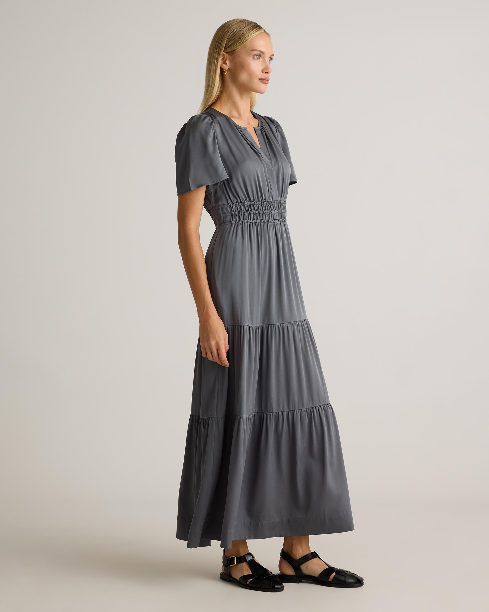 Quince | Women's Washable Stretch Silk Tiered Maxi Dress Product Image