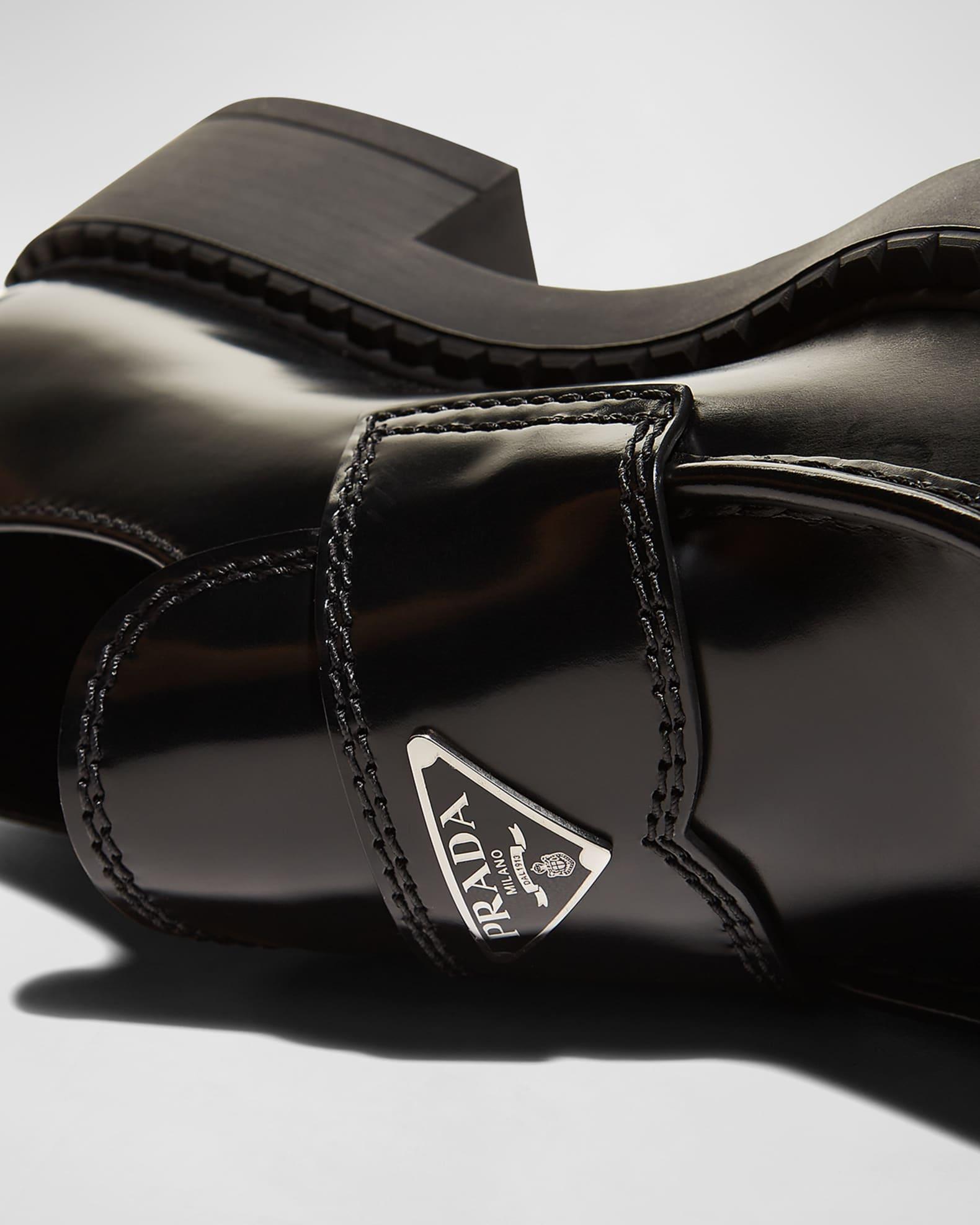 Men's Triangle Logo Leather Loafers  Product Image