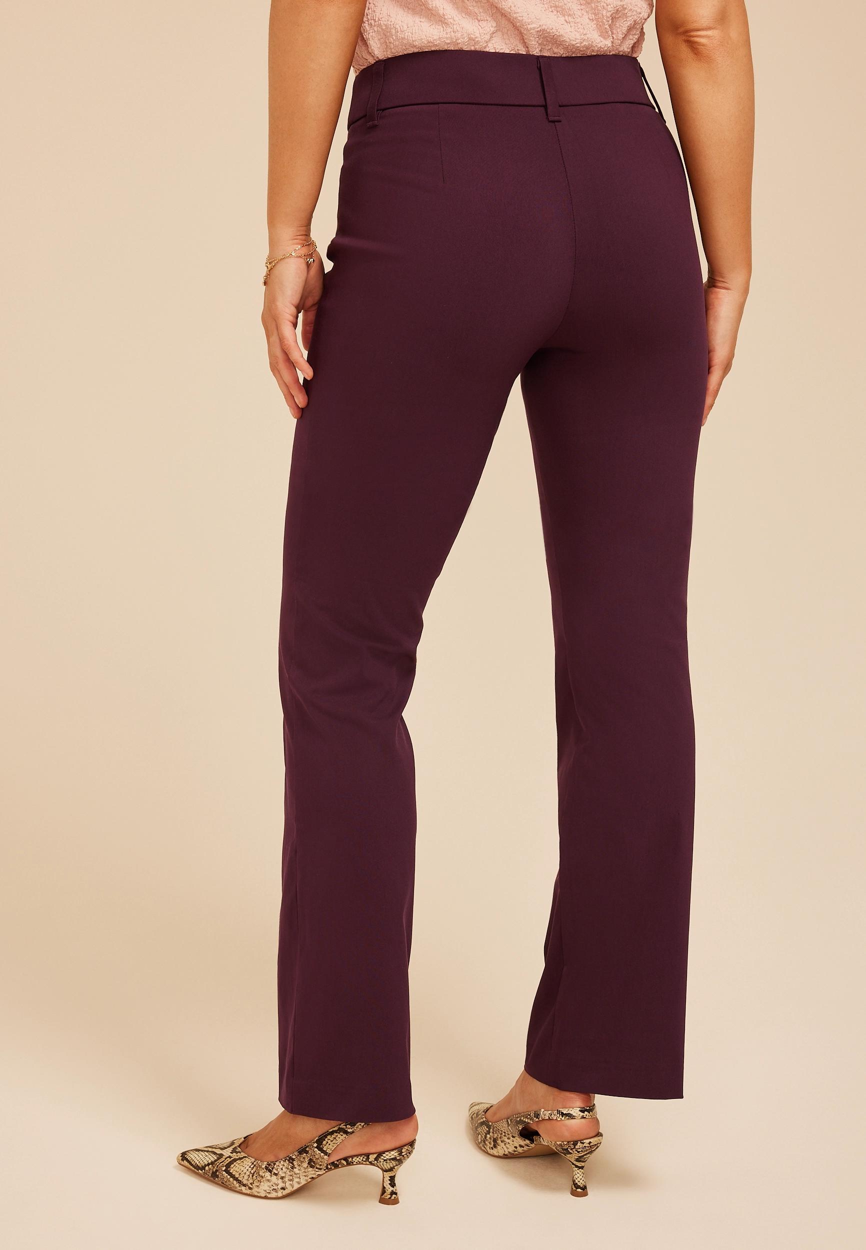 Burgundy Bengaline Mid Rise Bootcut Pant Product Image