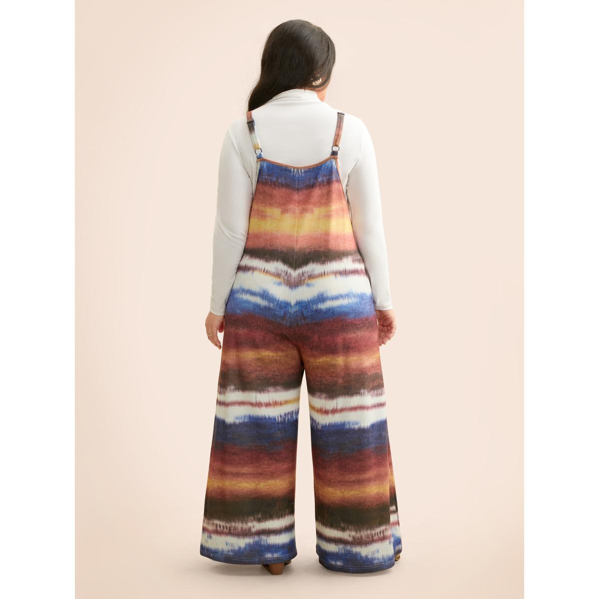 Plus Size Multicolor U Neck Gradient Dyeing Jumpsuit Women Casual Sleeveless U-neck Everyday Loose Jumpsuits BloomChic 14-16/1X Product Image