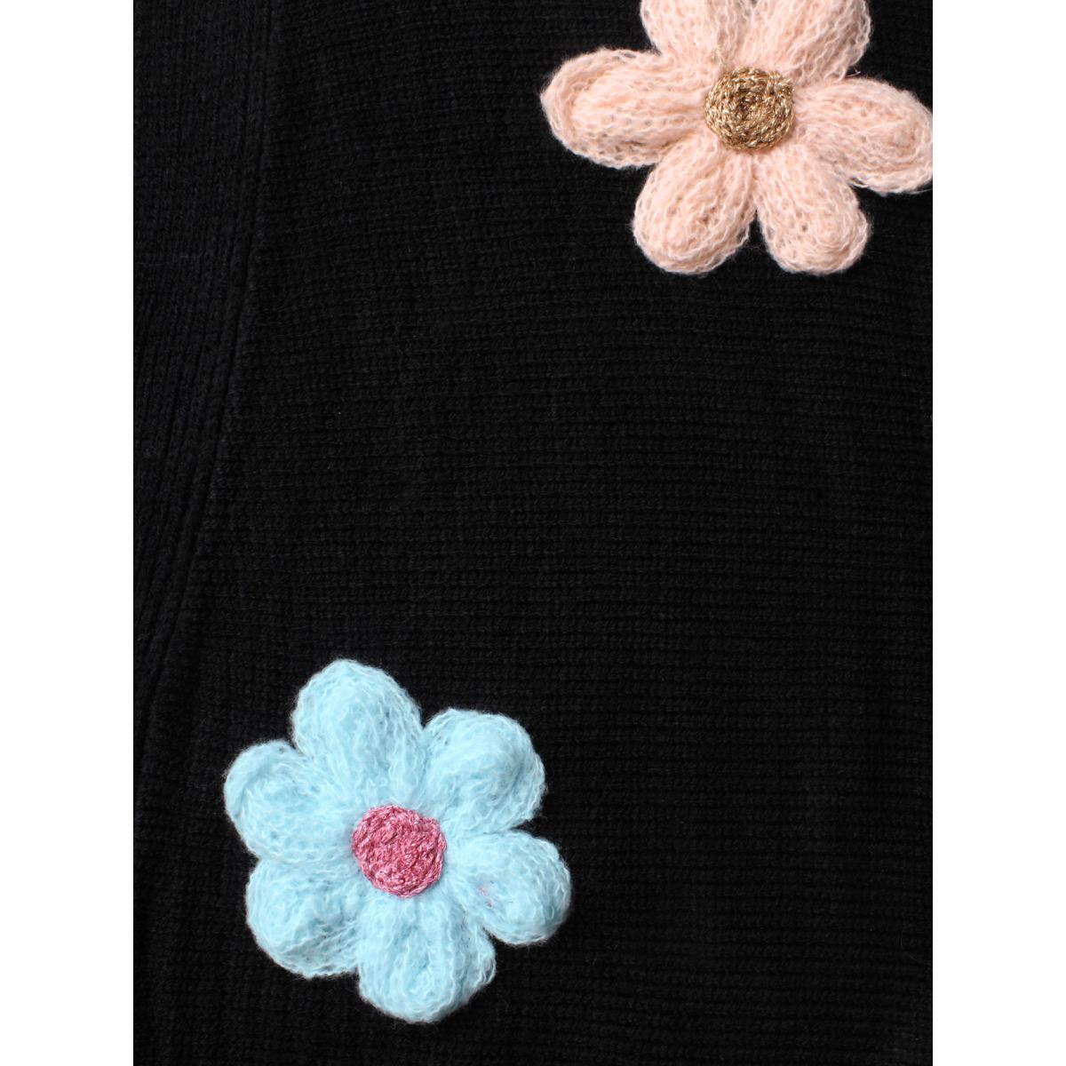 Plus Size Stereo Flower Design Drop Shoulder Cardigan Black Women Casual Loose Long Sleeve Everyday Cardigans BloomChic 30/6X Product Image