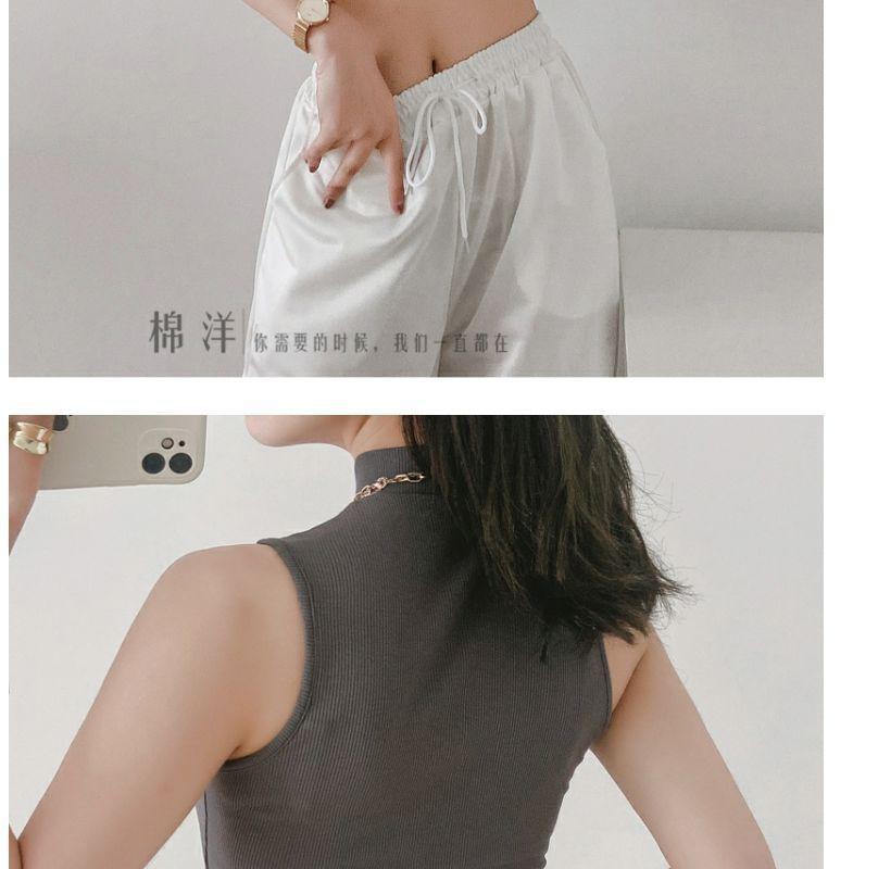 Mock Neck Plain Crop Tank Top Product Image