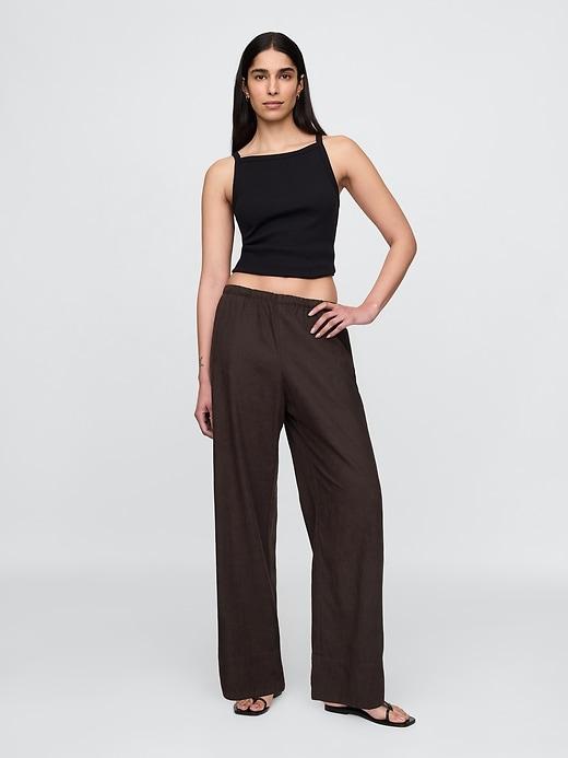 Linen-Blend Easy Wide-Hem Pants Product Image