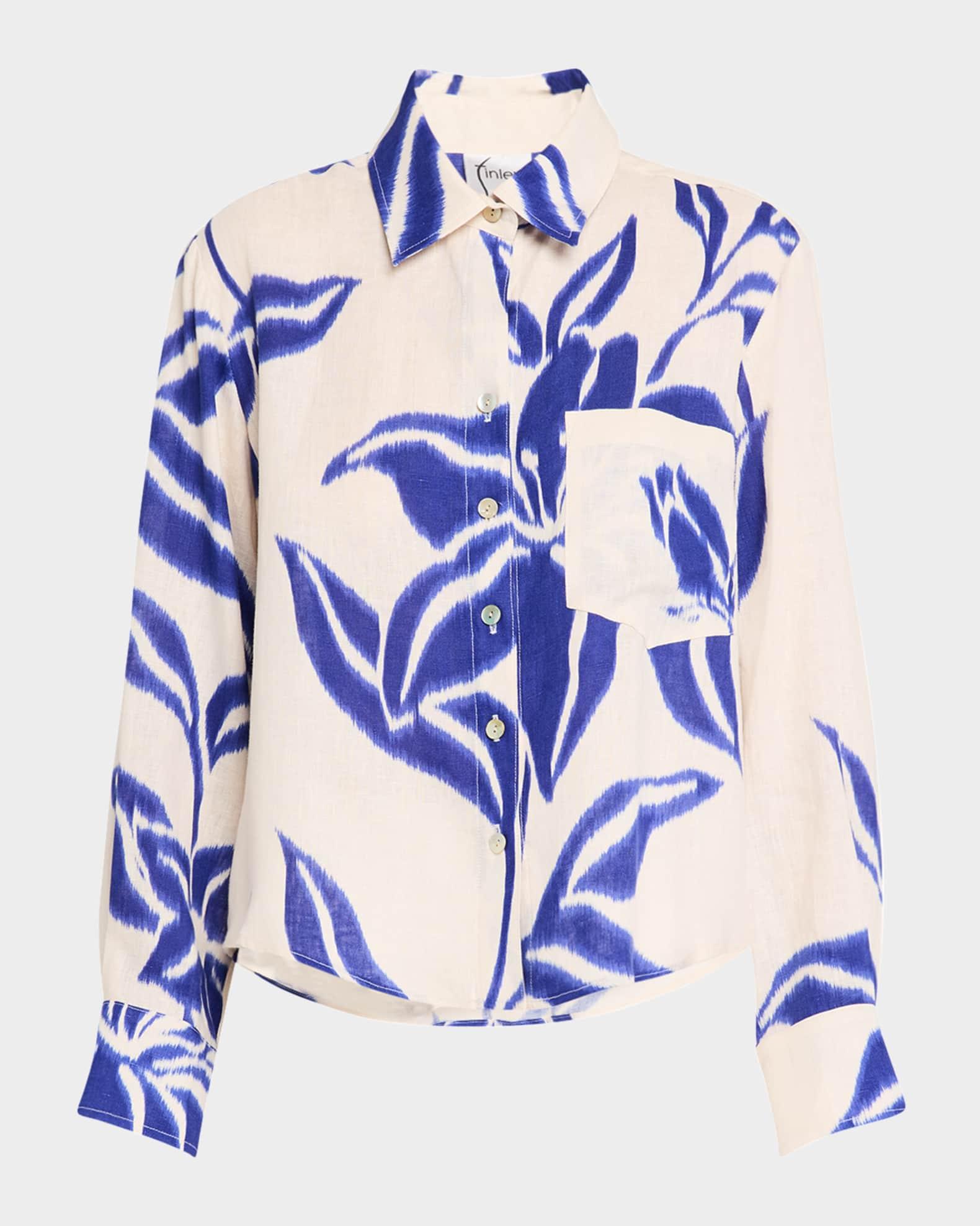 Andie Floral-Print Linen Shirt Product Image