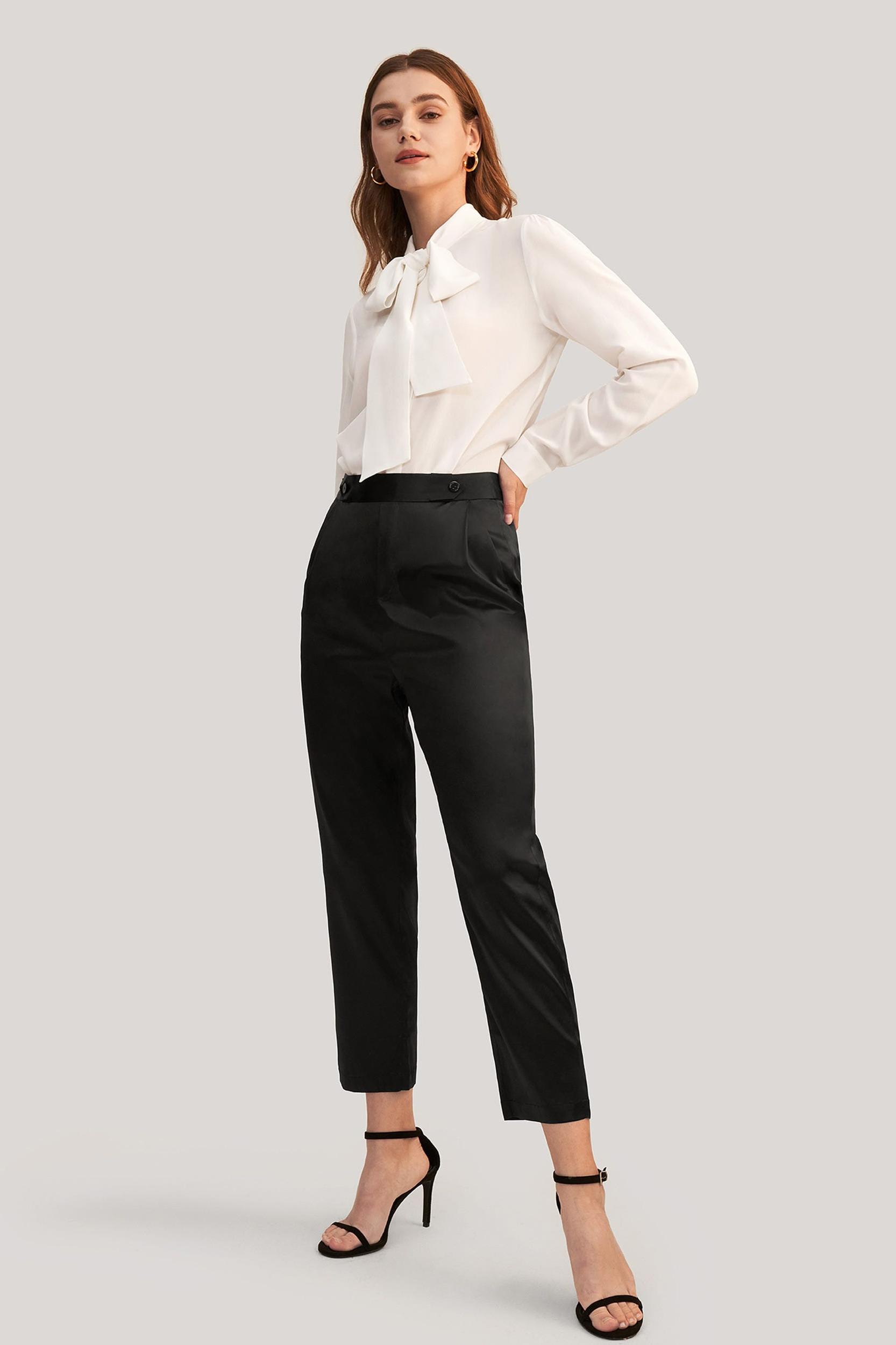 Comfort Fit Silk Cigarette Pants Product Image