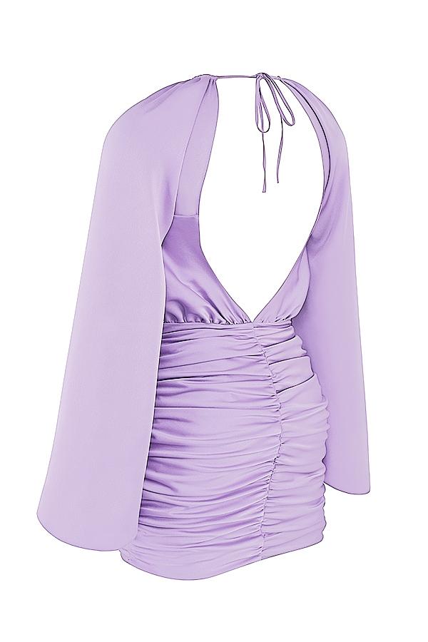 Kate  orchid satin wrap front mini dress - sale Product Image