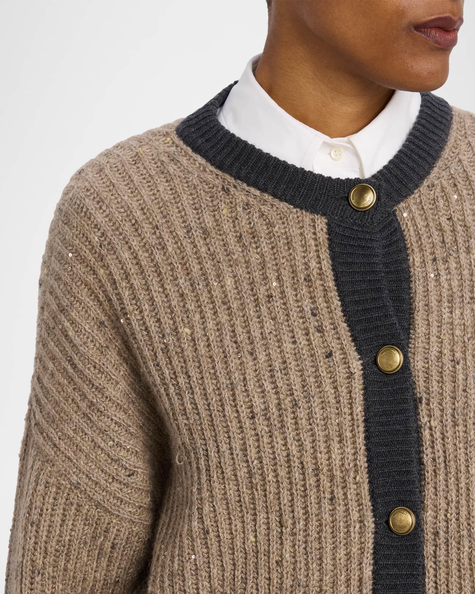 Wool-Mohair Pailette Bicolor Cardigan Product Image