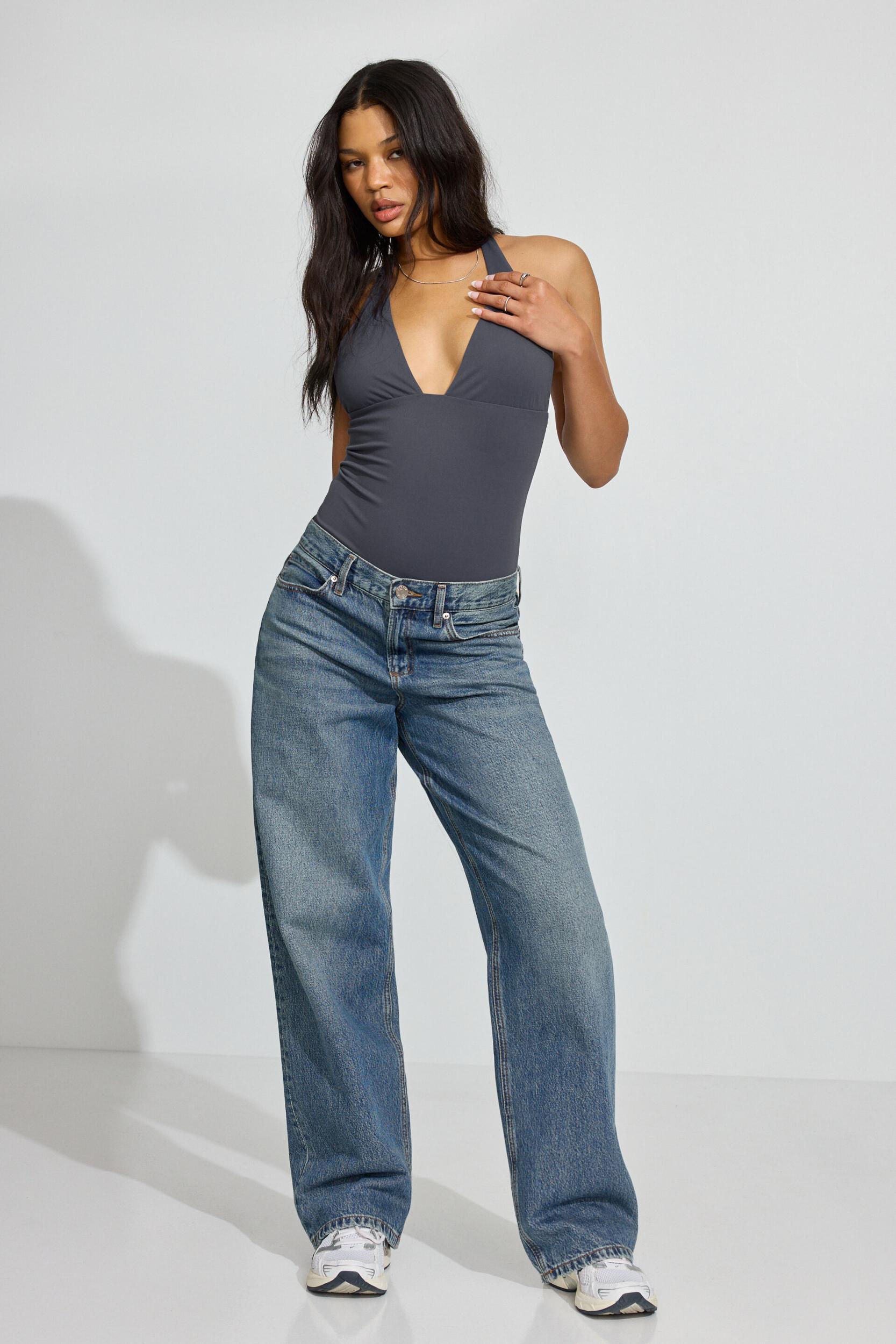 Sleek Plunge Halter Bodysuit Product Image