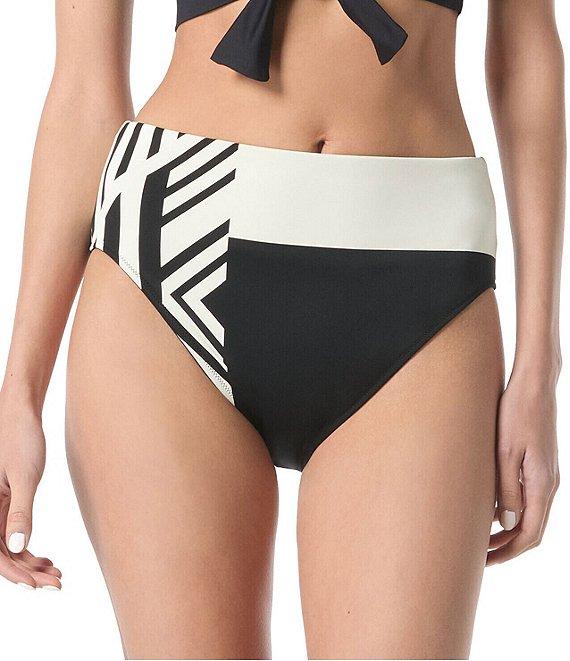 Vince Camuto Geometric Reversible High Waist Moderate Coverage Swim Bottom Product Image