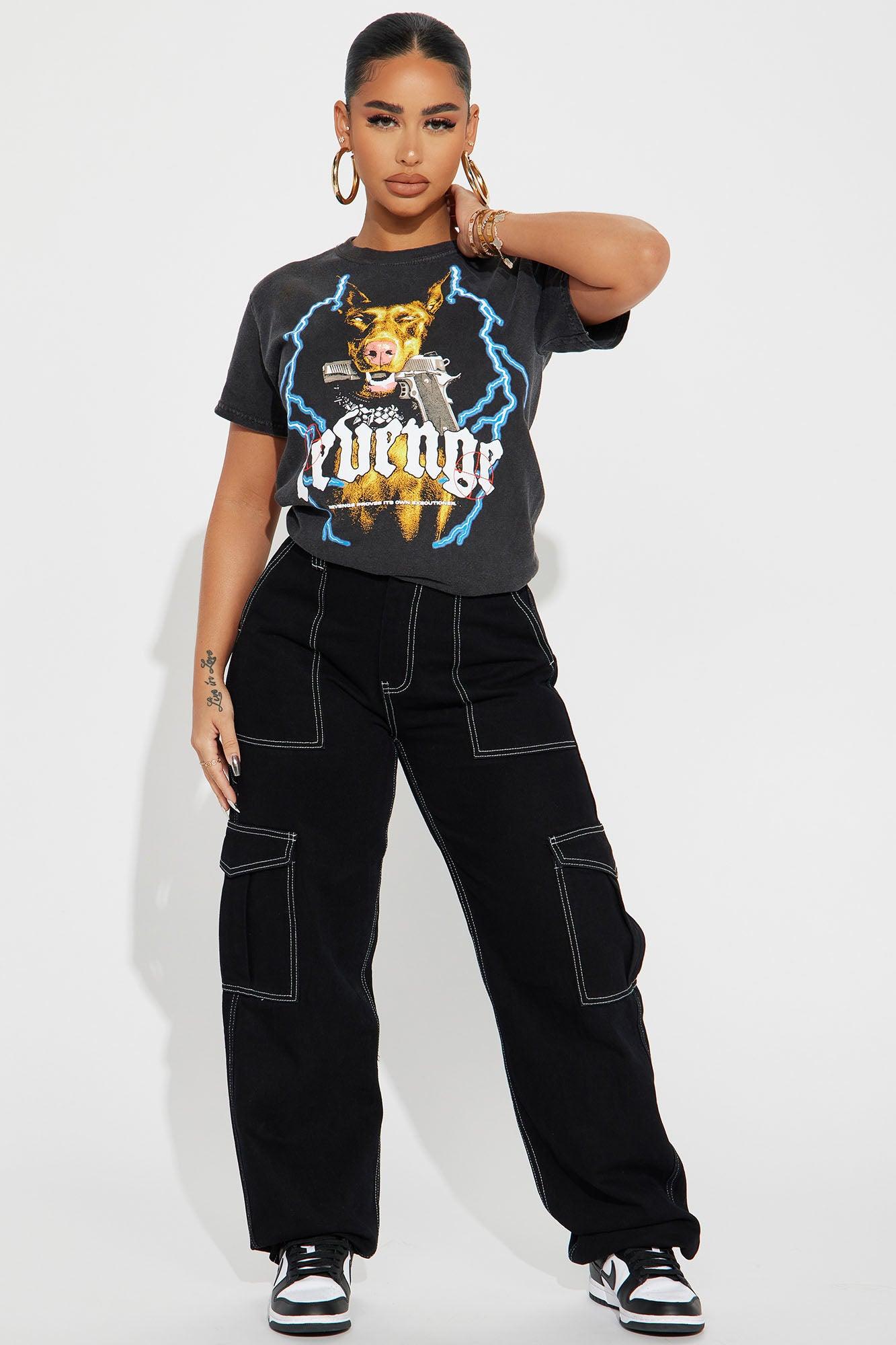 Petite Give Me A Break Cargo Carpenter Jeans - Black Product Image