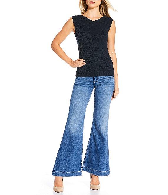 BOSS by Hugo Boss Rosalya Silk Cotton Blend Denim Flared Jeans Product Image